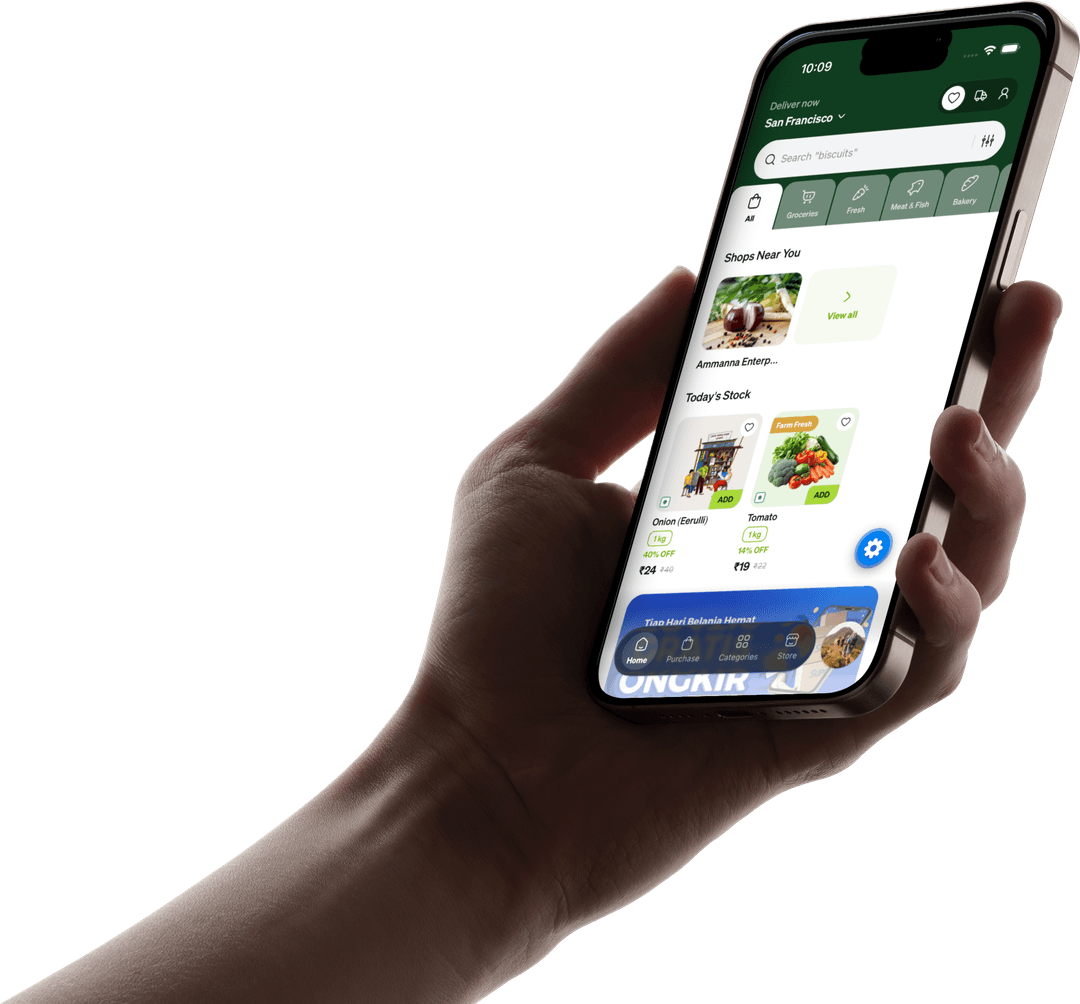Flikk Hand Holding iPhone App Mockup